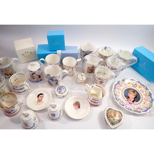 89 - A group of Royal Commemorative china including mugs, plates, trinket boxes etc. some boxed
