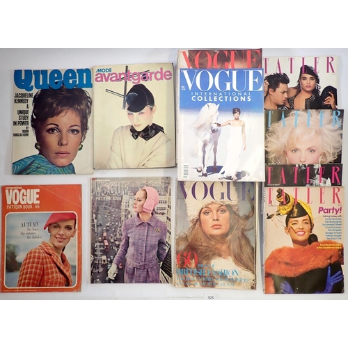 925 - A box of fashion magazines dating from the 1960's - 1980's including Vogue, Mode Avantgarde and Tatl... 