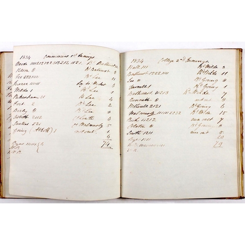 929A - A circa 1830's Winchester College handwritten cricket score book (3/4 full)