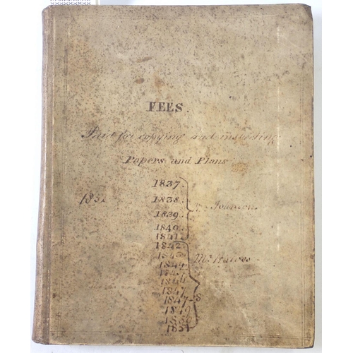 939 - A very interesting antique handwritten account of fees received for copying and inspection of plans ... 