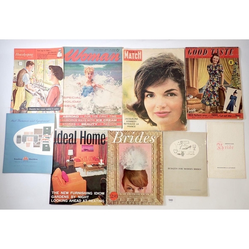 940 - A collection of 1940's - 1960's magazine including fashion Ideal Home, Brides and Sankey Sheldon ret... 