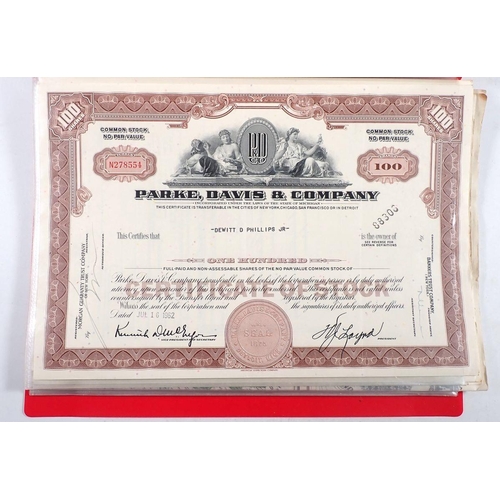 943A - A collection of share certificates including Railroad and Salt manufacturing examples plus various b... 