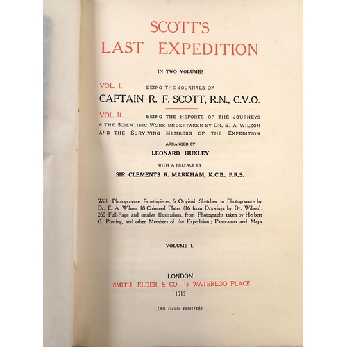 980 - Scott's Last Expedition by Leonard Huxley, two volumes published by Smith Elder 1913, first edition