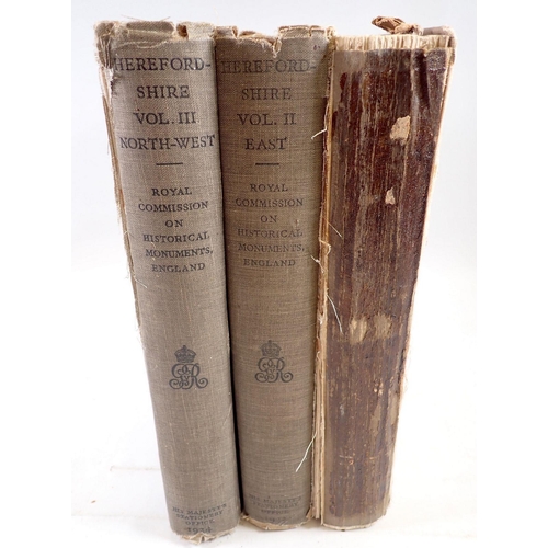 985 - An Inventory of The Historical Monuments in Herefordshire, three volumes 1934, spine missing for vol... 