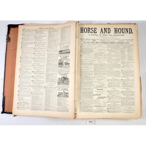 991 - An 1886 Horse and Hound Journal of Sport and Agriculture for the year from January 2nd - December 25... 