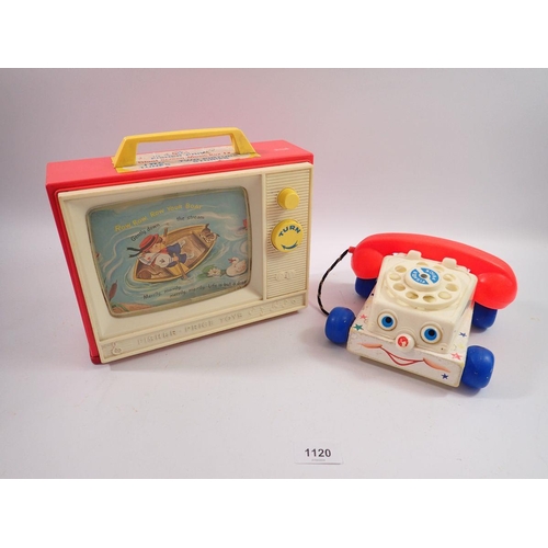 1120 - Two vintage Fisher Price toys including Music Box TV and Telephone