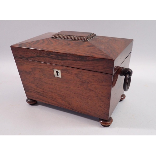 1130 - A 19th century rosewood tea caddy, hinges a/f, 20cm wide