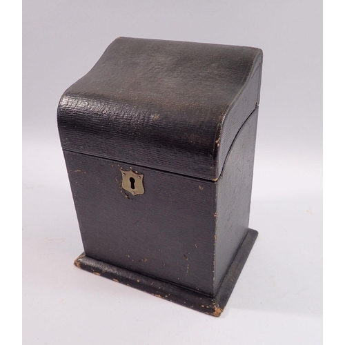 1131 - A Victorian black leather clad small correspondence box, 16.5cm wide