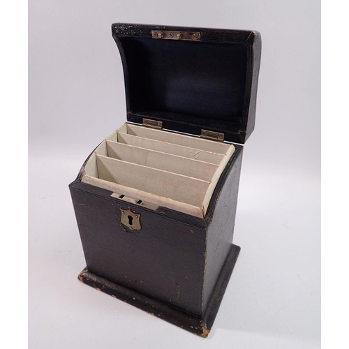 1131 - A Victorian black leather clad small correspondence box, 16.5cm wide