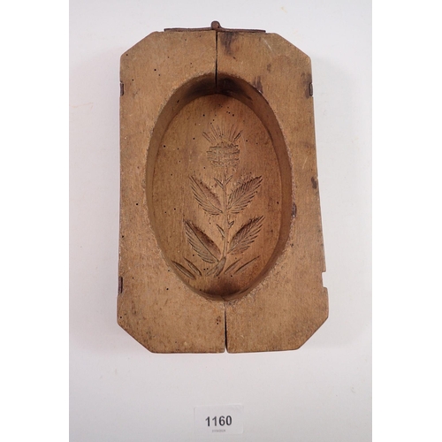 1160 - A Scottish 19th century wooden butter mould with thistle motif, 25cm