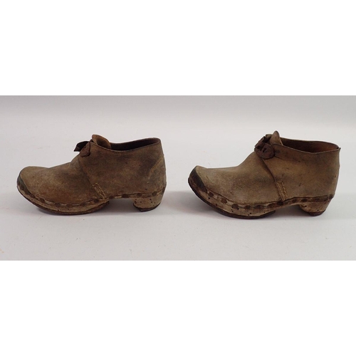 1161 - A pair of Georgian children's leather and metal boots