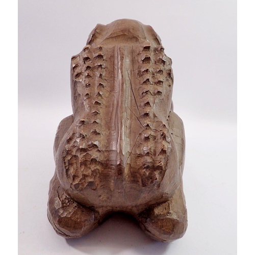 1172 - A large carved wooden frog - possibly  a paper mache mould, 24cm tall