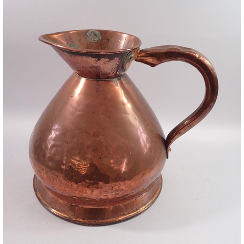 1197 - A Victorian large copper flagon, 31cm tall