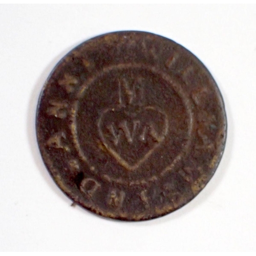 643 - A 17th century token - North Leigh, William and Ann Mason halfpence, 2.08g, 20mm diameter