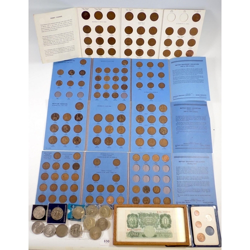 650 - A group of British coinage to include three Whitman folders, Halfpennies x2 and Pennies, a Coin Coll... 