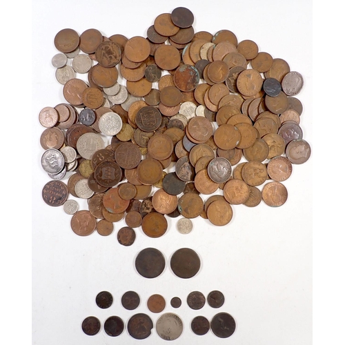 656 - A group of pre-decimal British coins including George III silver half crown and various copper bronz... 