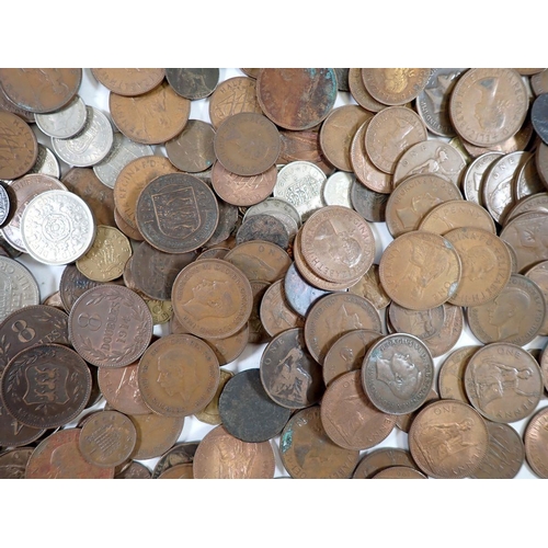 656 - A group of pre-decimal British coins including George III silver half crown and various copper bronz... 