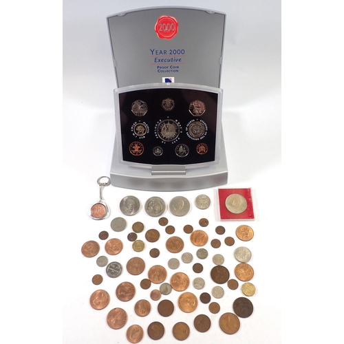 665 - A Royal Mint Millenium Year 2000 executive proof coin set and a mixed group of pre-decimal British c... 