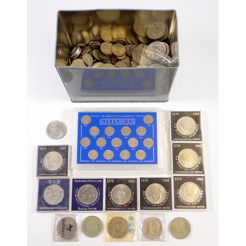 670 - Quantity of pre-decimal cupronickel coinage including sixpences, shillings, two shillings and half c... 