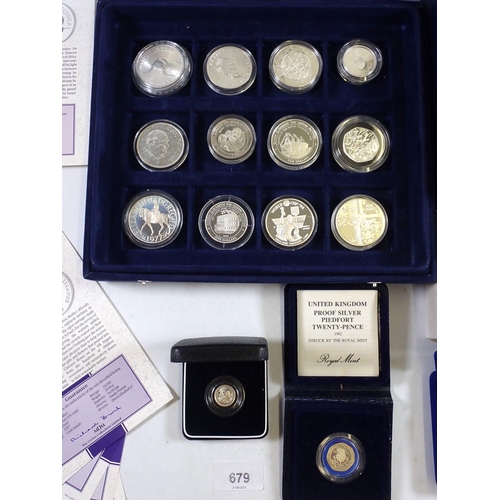 679 - Quantity of numerous coinage and commemoratives, silver content including Roya Mint Issues: Britanni... 