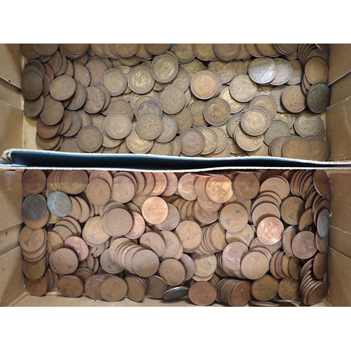 684 - A quantity of pennies 1930-39 and 1950 to 1980 some with lustre and three 1970's GB coin sets, cased