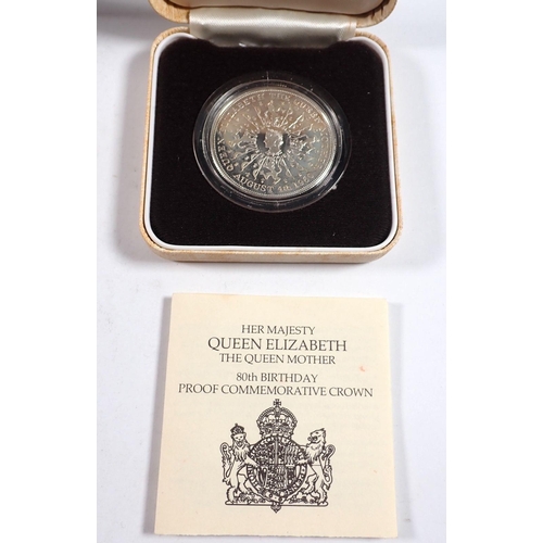 751 - Quantity of Royal Mint issues Silver proof coinage including 1980 Queen mother 80th, 1990 Queen moth... 