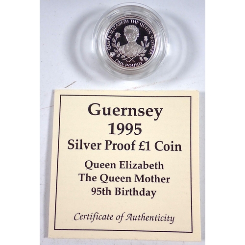 756 - Silver proof coins including £2 Alderney 50th anniversary of the Allied Invasion of Europe 1994, One... 