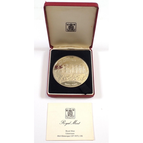 759 - A Falkland Islands silver proof £25 coin 100th anniversary of self sufficiency 1985 150g