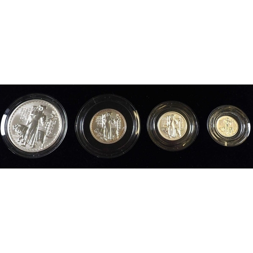 760 - A 2001 silver proof Britannia collection including 1/10, 1/4, 1/2 and one ounce coins cased with COA... 