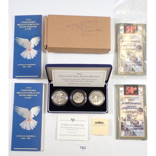 763 - Quantity of Royal Mint issues Ref: commemorating / anniversary of World War II and peace, including ... 