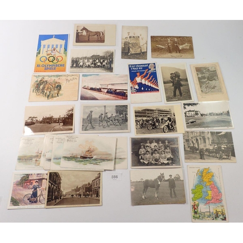 886 - A collection of thirty five miscellaneous postcards including Boar War, Warships, Berlin Olympics 19... 
