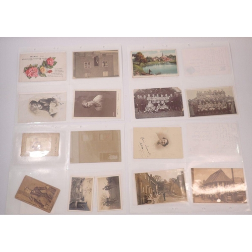 893 - A folder of approx 25 postcards with many of Newent including Newent football teams, Hawblets fish a... 