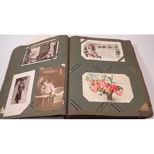 901 - A postcard album, mainly messages from WWI soldier to his wife