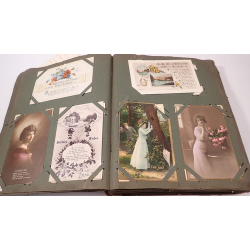 901 - A postcard album, mainly messages from WWI soldier to his wife