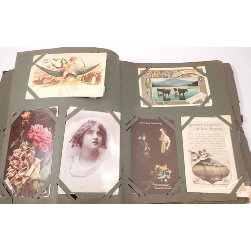 901 - A postcard album, mainly messages from WWI soldier to his wife