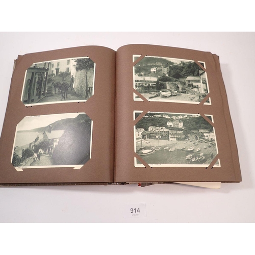 914 - A grey postcard album - approx 190 including collection of UK tram photographs and Uk and foreign to... 