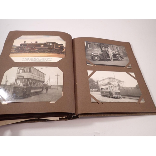 914 - A grey postcard album - approx 190 including collection of UK tram photographs and Uk and foreign to... 