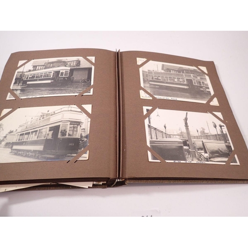 914 - A grey postcard album - approx 190 including collection of UK tram photographs and Uk and foreign to... 