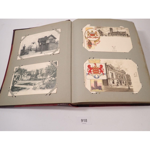 918 - A red postcard album - approx 230 including foreign topos including France and Spain