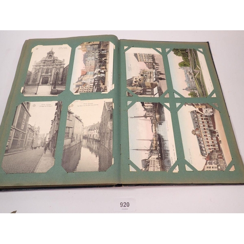 920 - A dark green postcard album - approx 200 cards including Battle of Waterloo and Napoleon Bonaparte h... 