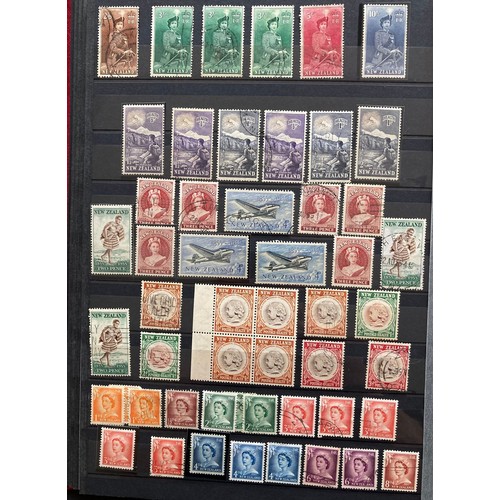 835 - New Zealand stamps: Large red, A4, ‘Wessex’ 32 leaf stock-book of mint & used issues, QV ‘Chalon hea... 