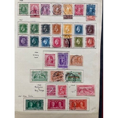 835 - New Zealand stamps: Large red, A4, ‘Wessex’ 32 leaf stock-book of mint & used issues, QV ‘Chalon hea... 