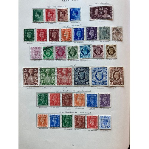 836 - GB & Br Empire: Classic red SG KGVI album, 4th Edition, mostly used definitives, commemoratives, off... 