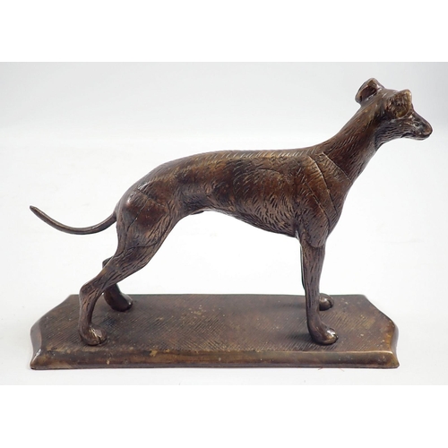 1041 - A bronze greyhound, 21cm wide