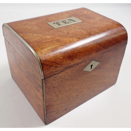 1050 - A 19th century mahogany 'Tea' caddy with label to lid, 14cm wide