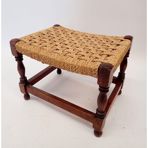 1052 - An oak string top stool, 41cm wide