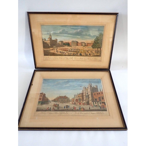 1070 - John Maurer (Fl.1731-1761) - set of six 19th century coloured engravings of London including three p... 