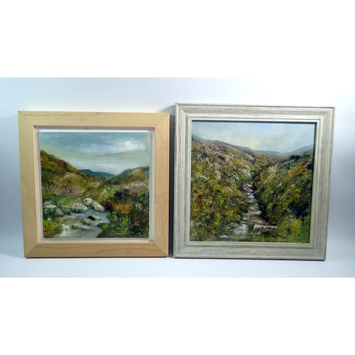 1071 - Jean Sandham - oil on canvas Grindsbrook Clough Peak District, 29 x 28.5cm together with another sim... 