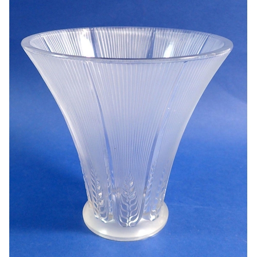 109 - A Lalique Epis vase decorated wheat signed Lalique France, 16.5cm tall