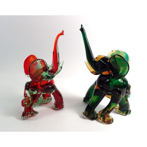 120 - Two Murano glass elephants, tallest 25cm